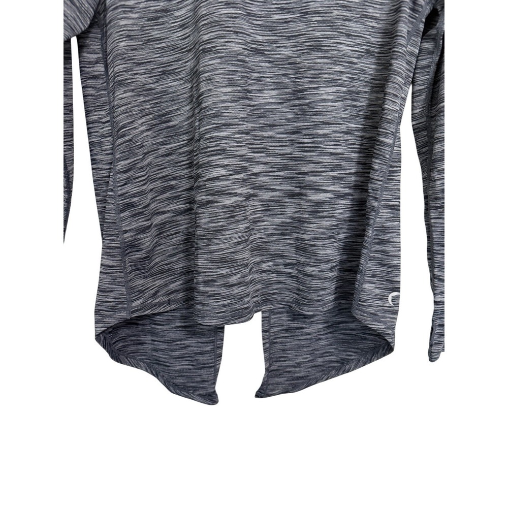 Zyia Active Womens Space Dye Long Sleeve Split Back Performance Top Black Gray L - Picture 3 of 8